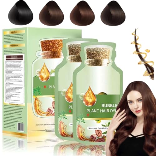 QUAAM Bubble Hair Dye Shampoo - Chestnut Brown, 10 Pack Natural Formula