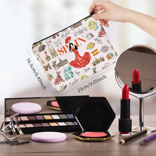 Spain Themed Makeup Bag - Travel Cosmetic Organizer for Bachelorette Party