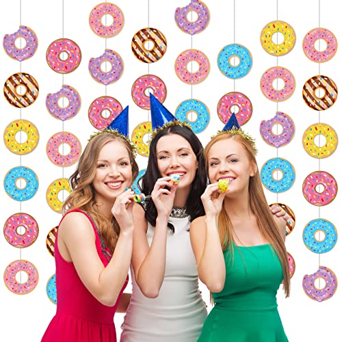 Donut Party Banners Kit - 12 Colorful Hanging Decorations