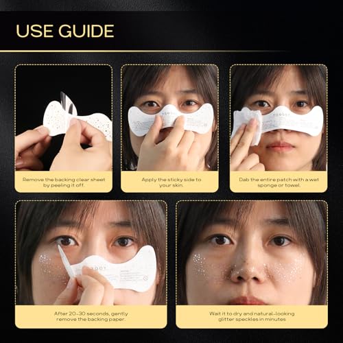 Gold Glitter Freckles Face Tattoo Patches - 10pcs Set