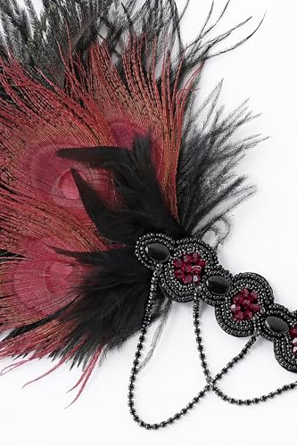 BABEYOND 1920s Flapper Feather Headband - Vintage Gatsby Hair Accessory