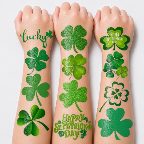 Lucky Irish Shamrock Temporary Tattoos for Saint Patrick's Day & Birthday Parties