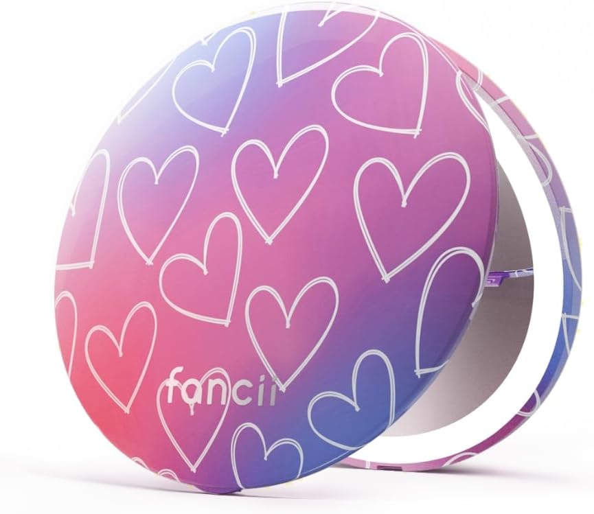 Compact Magnifying Mirror with LED Light - 10x/1x Rechargeable, Dimmable 3 Light Settings | Travel Handheld Mirror in Lilac Bliss