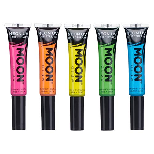 Moon Glow Neon UV Hair Color Streaks - Set of 5 Temporary Hair Dye