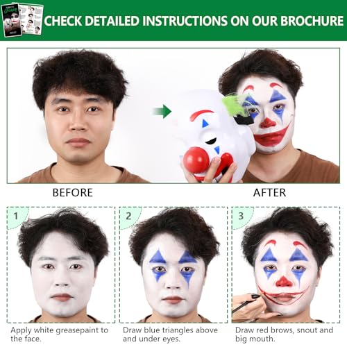 Joker/Clown SFX Makeup Kit - Complete Halloween Face Paint Set for Cosplay & Stage