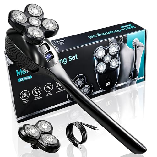 Back Shaver for Men, Rechargeable Electric Back Shaver with Long Handle,Full Body Hair Trimmer&Groomer Kit with Replaceable Shaving Heads