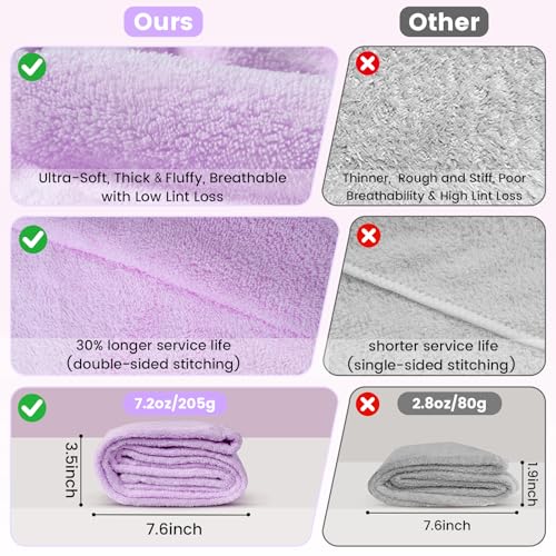 2 Pack Purple Microfiber Hair Towel Wrap for Women - Fast Drying, Anti-Frizz Design