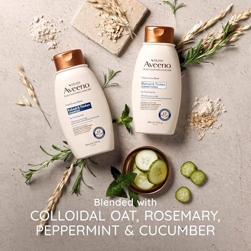 Aveeno Fresh Greens Blend Volumizing Shampoo for Fine Hair, 12oz (Pack of 2)