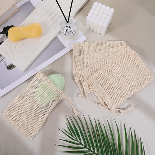 6-Pack Natural Sisal Soap Saver Bags for Exfoliating & Quick Drying