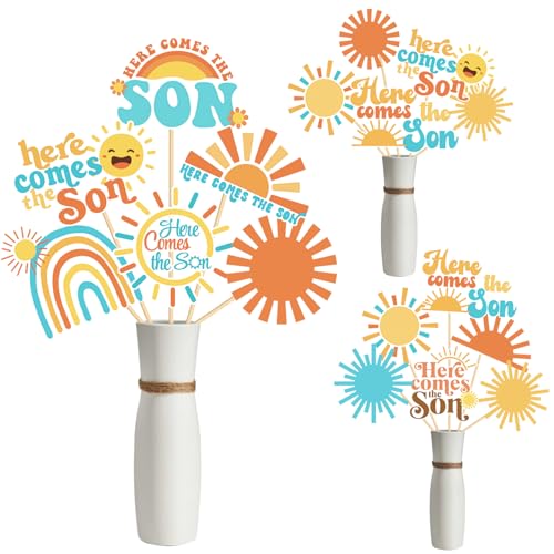 Here Comes The Son Centerpiece Sticks - 28Pcs Rainbow Baby Shower Decor