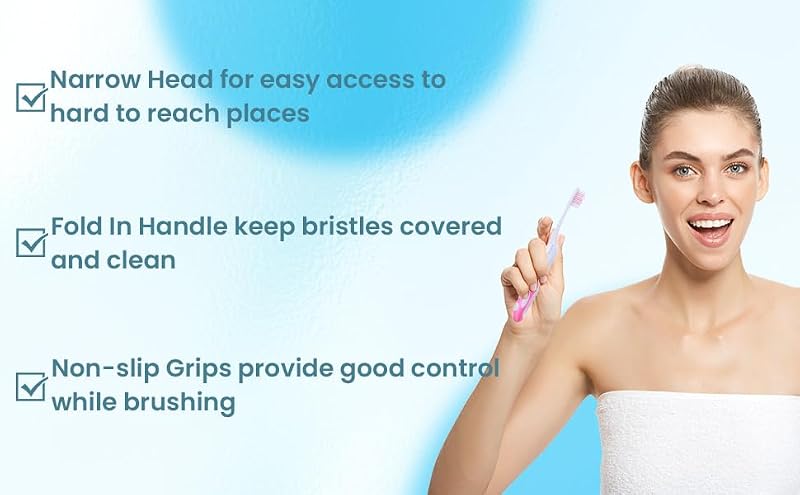 3-Pack Foldable Travel Toothbrush Set - Portable Soft Bristle for Adults & Kids