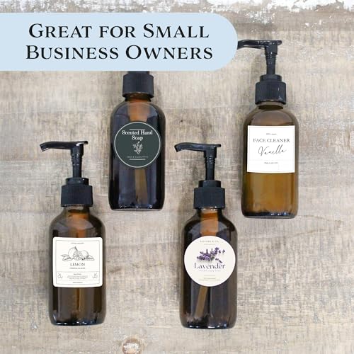 4oz Amber Glass Pump Bottles (4-Pack) - Boston Round Soap Dispenser