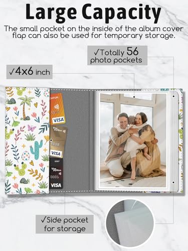 4x6 Dinosaur Photo Album - 56 Pockets PU Leather Memory Book