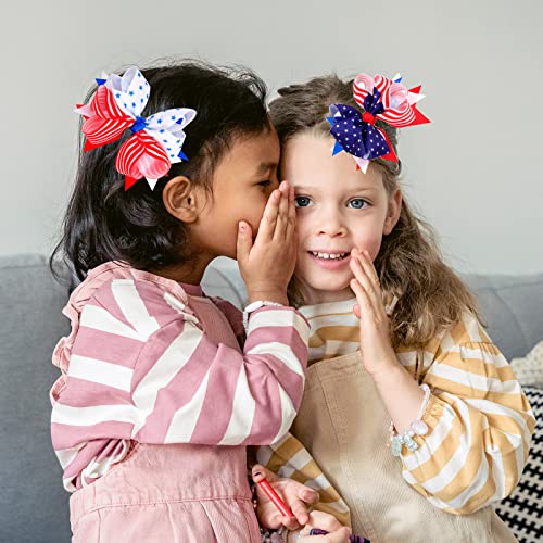 Patriotic 4th of July Hair Bows Clips for Kids Girls - USA Flag Hair Accessories