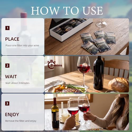 Portable Wine Filters Travel Pack - 12 Single-Use Wine Purifiers