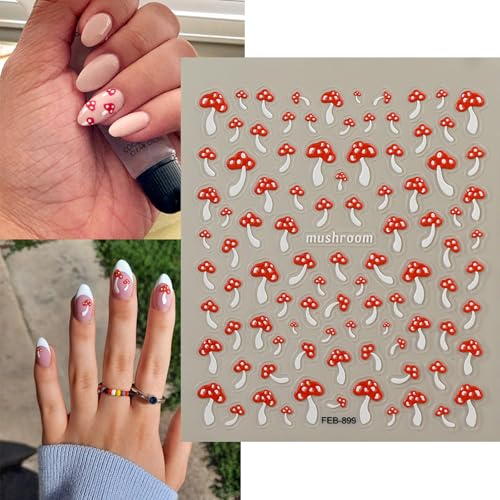 FRUZJAY Style 9 5D Mushroom Nail Stickers Decals Self-Adhesive Manicure