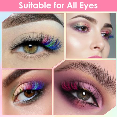 Wanmu Multicolor 240 Pcs Fairy Colored Lash Extensions Clusters 3D False Eyelashes DIY Kit