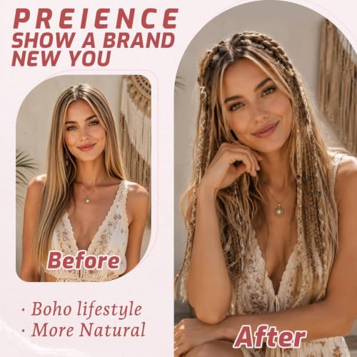 Perience 16" Boho Clip-in Braid Hair Extensions - Medium & Light Blonde