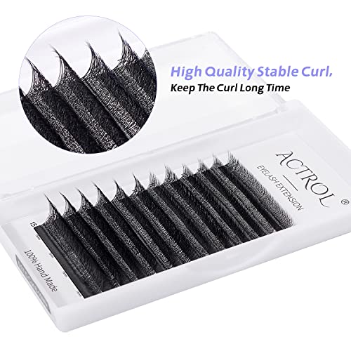 ACTROL 4D W 0.07mm D Curl Premade Eyelash Extensions 8-15mm
