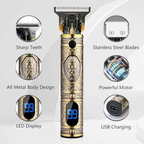 AMULISS Golden Beard Trimmer for Men - Professional Hair Clipper