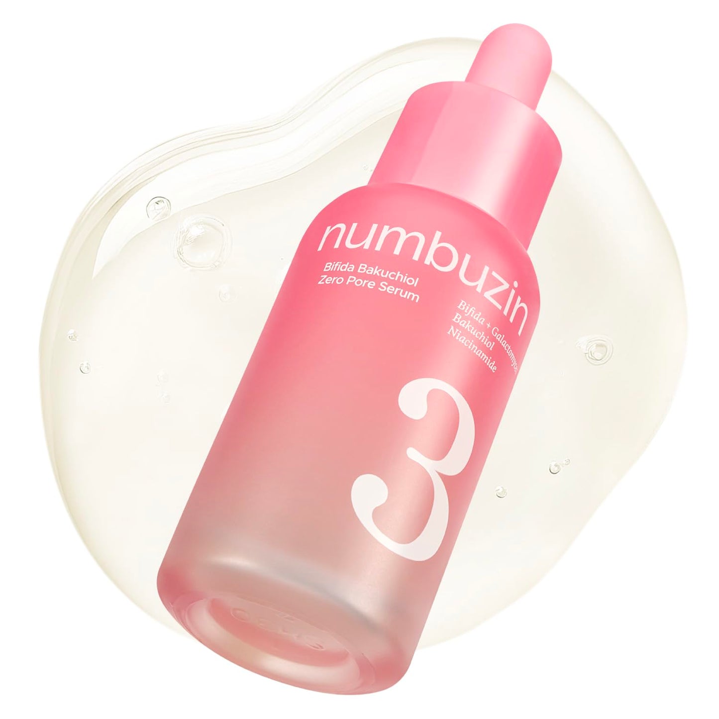 numbuzin No.3 Bifida Bakuchiol Zero Pore Serum - Pore Minimizing & Tightening, Texture Smoothing, Helps Even Skin Tone with Kojic Acid, Gentle Retinol Alternative for Sensitive Skin, 1.01 fl oz