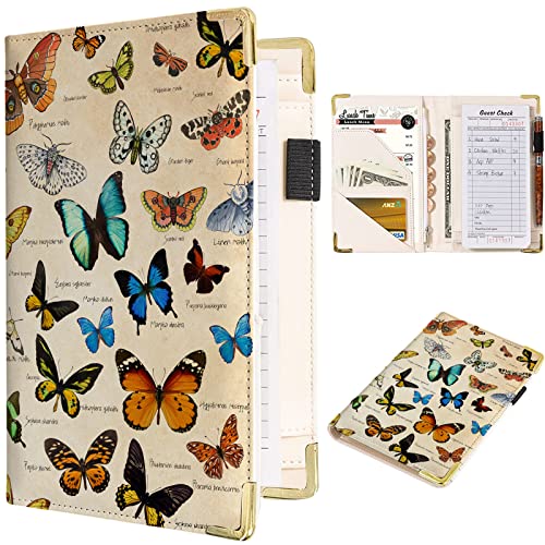 TUMOVO Leather Server Book for Waitresses with Zipper Pockets