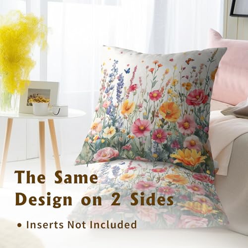 Giwawa Colorful Flower Throw Pillow Covers, 18x18 Inch Set of 2