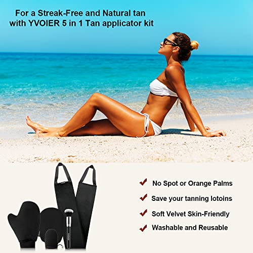 YVOIER 5 Pack Self Tanning Mitt Kit - Streak-Free Tanning Applicator Set with Gloves & Exfoliating Mitt