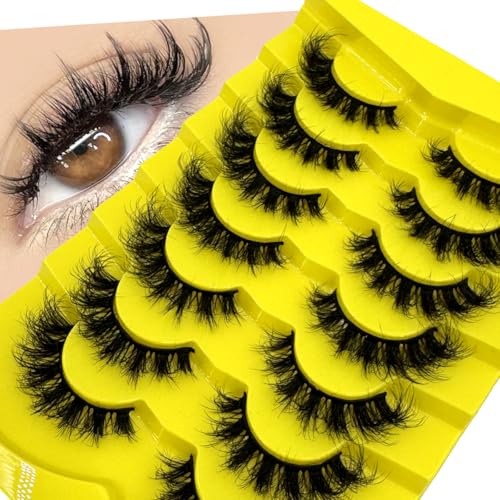 HBZGTLAD 7 Pairs W3 3D Mink Fluffy False Eyelashes Reusable Glam Makeup