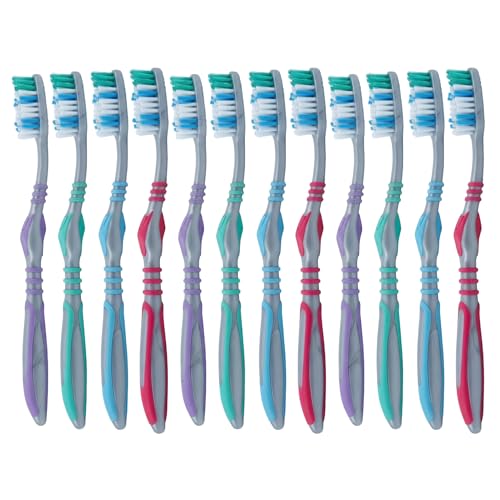 Acclean Adult Manual Toothbrush with Tongue Cleaner, 12 Pack