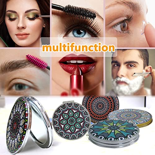 Red Compact Mirror with Embossed Mandala Designs - 6 Pack Portable Handheld Makeup Mirrors