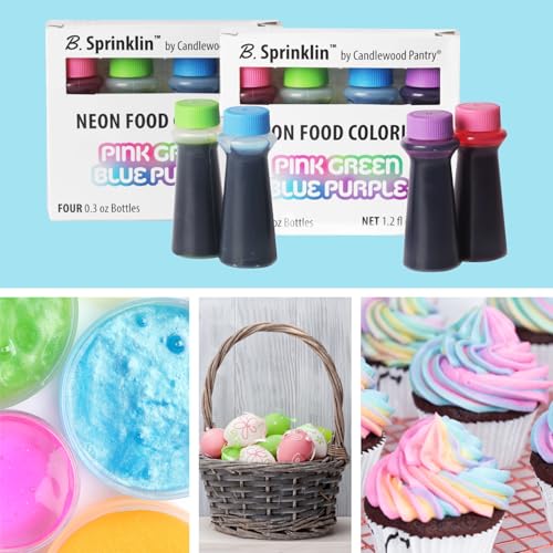 B. Sprinklin Neon Food Coloring Set of 8 - Pink, Blue, Green, Purple