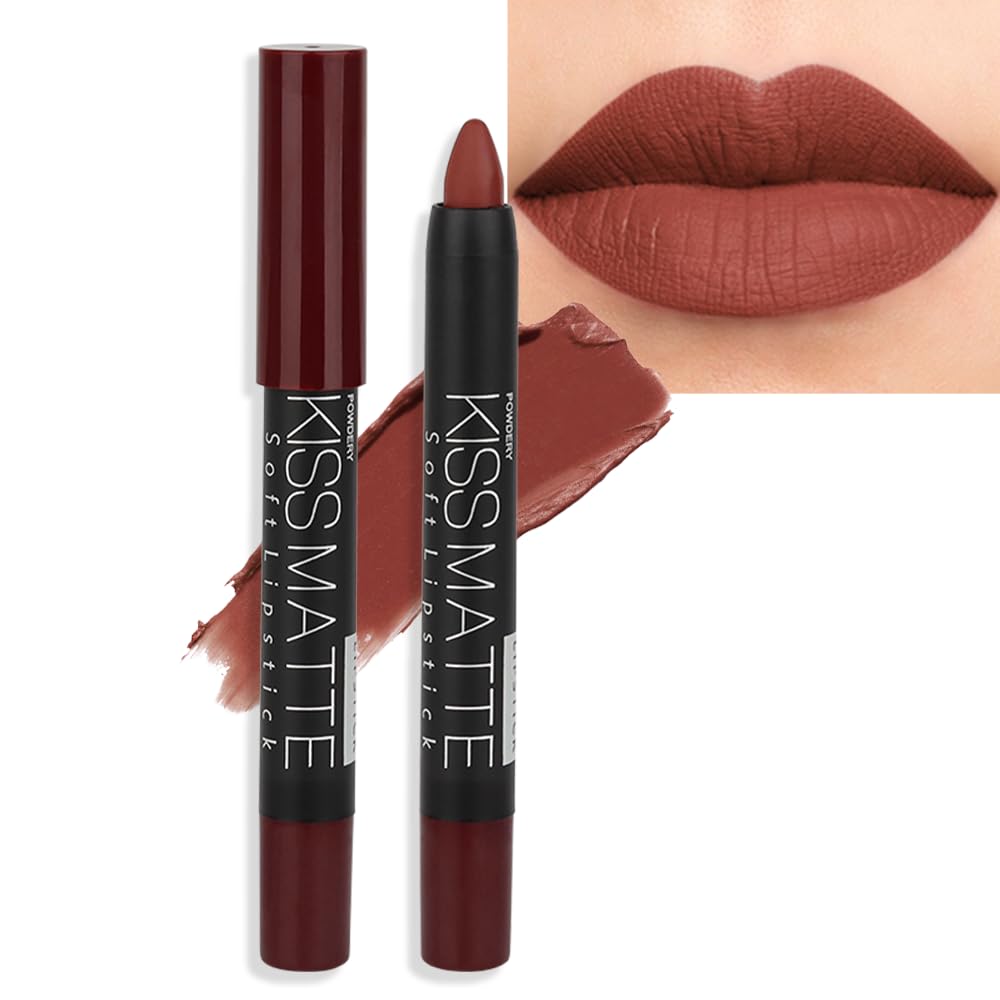 Matte Lipstick - Long-Lasting Velvet Lip Crayon with Waterproof Formula | Smooth Lightweight Lip Color, 08