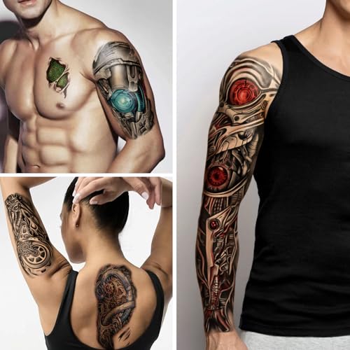 Mechanical Temporary Tattoos - 48 Waterproof Half Arm Robot Sleeve