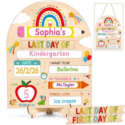 First Day of School Sign - Reusable Wooden Chalkboard Photo Prop