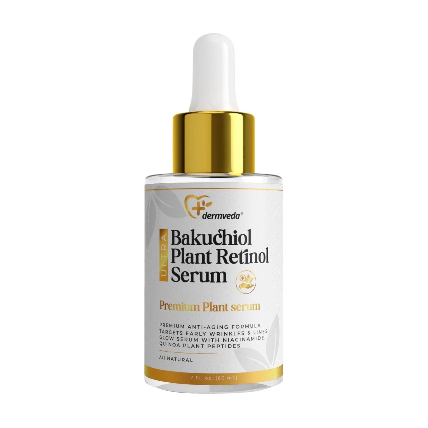 Dermveda Bakuchiol Plant Retinol Serum, Advanced Facial Serum for Skin Renewal, Bakuchiol Face Serum for Youthful Skin, Dark Spot Corrector, Vegan and Cruelty-Free (2 fl oz)
