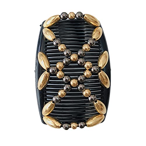 Hair Comb Stretch Double Beaded Clip Elastic Hairpin Claw Bun Maker