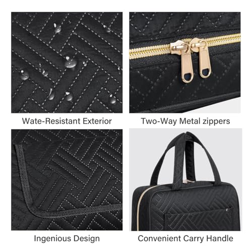 LANDFOBO Black Hanging Toiletry Bag for Travel - 4 Compartments