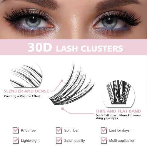 FinyDreamy 30D Individual Lash Clusters 8-16mm Volume False Eyelashes