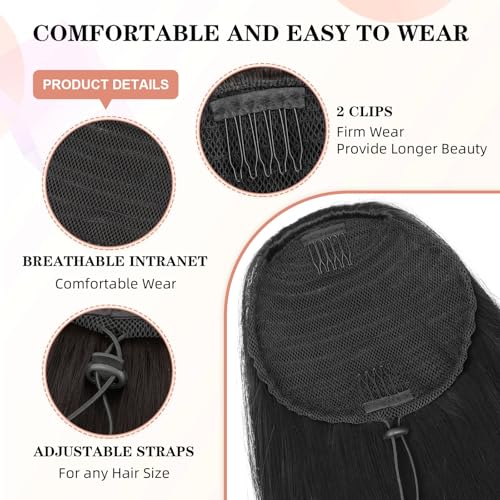 BOGSEA 26'' Black Drawstring Ponytail Extension - Wavy Synthetic Hair