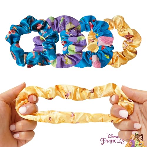Disney Princess Scrunchies for Girls - 4 Large Character Hair Accessories