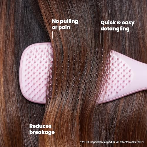 Tangle Teezer Ultimate Detangler Brush for Wet & Dry Hair, Eliminates Knots & Reduces Breakage for Straight to Wavy Hair Types, Millennial Pink
