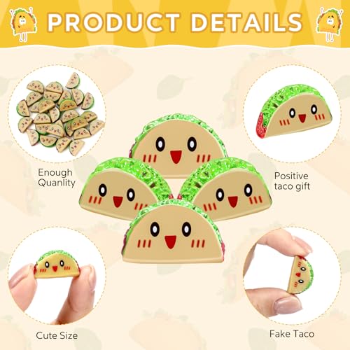 Huwena 30 Mini Taco Resin Gifts with Positive Cards & Bags