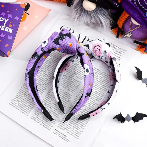 YanJie Halloween Headbands - 14-Variation Women’s Pumpkin, Spider & Ghost Wide Headbands