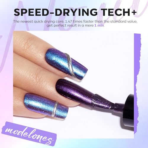modelones A0 Aurora Galaxy Quick Dry Nail Polish Set - 6 Holographic Colors