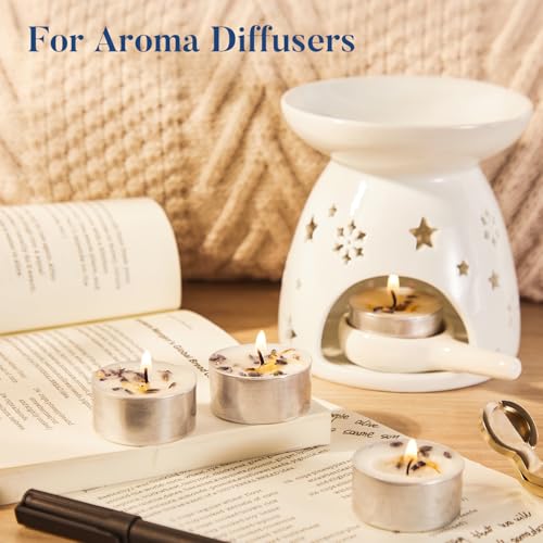 Crenovo Scented Tealight Candles - Lavender, 16 Pack, 6-7h Burn Time