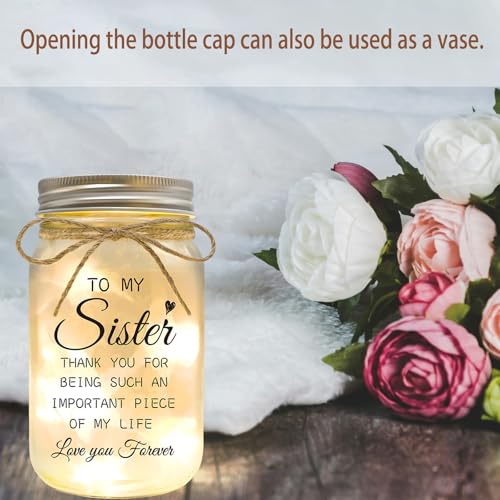 Mason Jar Night Light for Sister - Heartfelt Home Decor Gift
