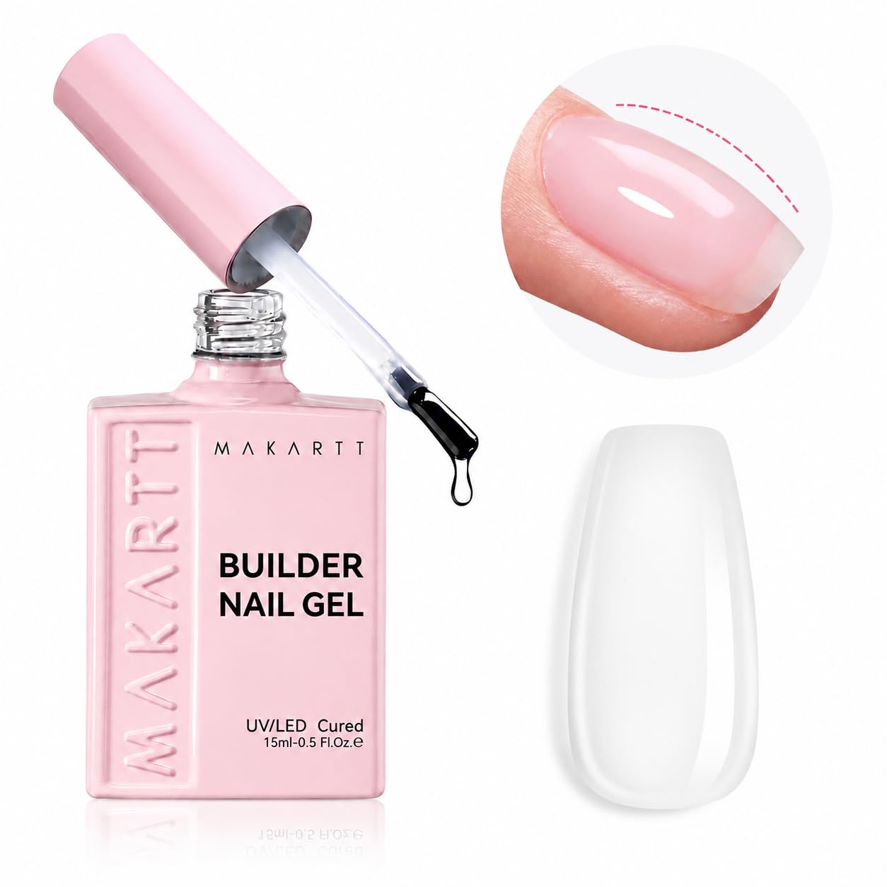 Makartt 8-in-1 Gel Builder: 15ml Clear Gel Builder for Nail Strengthen Rubber Base Rhinestone Glue and Nail Glue for Nail Tips - UV Light Cured Builder Nail Gel for Home User DIY Low Odor