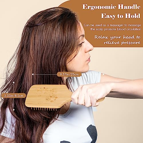 Sofmild Bamboo Paddle Hair Brush and Tail Comb Set for All Hair Types