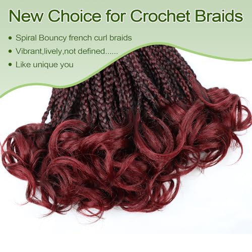 12 Inch French Curl Crochet Braids for Black Women - Natural Black/Burgundy